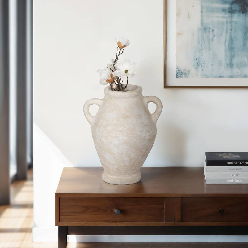 Pottery Paper Mache Vase Casual Mixed Material Handcrafted