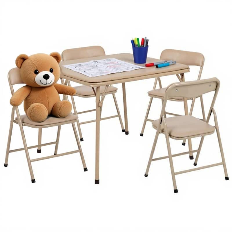 Kids 5-Piece Classroom Folding Table and Chairs Set