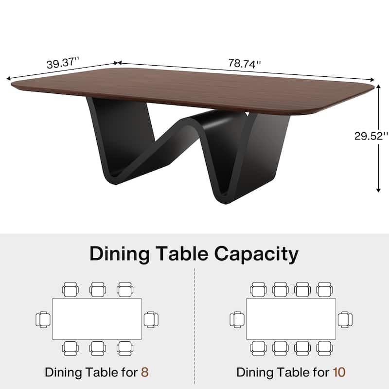 79" Modern Dining Table for 8 Rectangle Dining Table, Luxury White & Gold Kitchen Table with Sintered Stone
