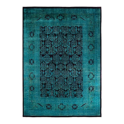 Overdyed, One-of-a-Kind Hand-Knotted Area Rug - Blue - 10' 0" x 14' 2"
