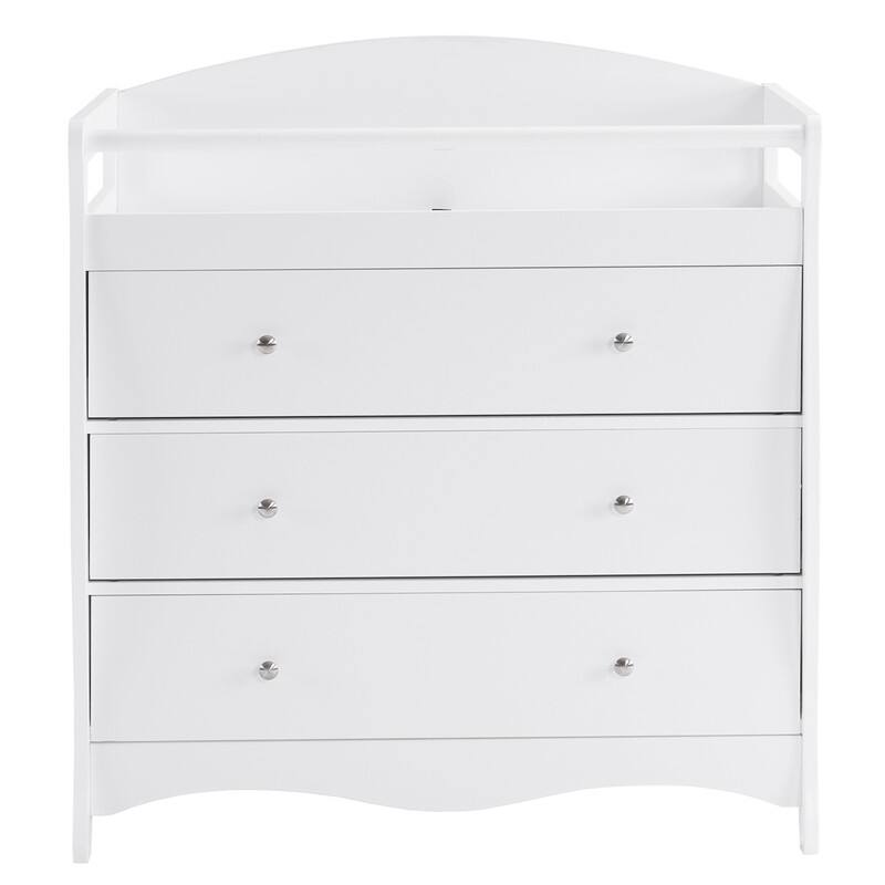 Solid Wood Changing Table with Three Drawers - N/A