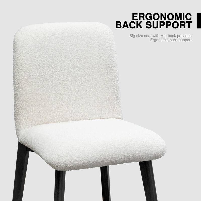 2Pcs Upholstered Dining Chairs Modern Fabric Kitchen Chairs with Padded Seat & Sturdy Wood Legs Side Chairs