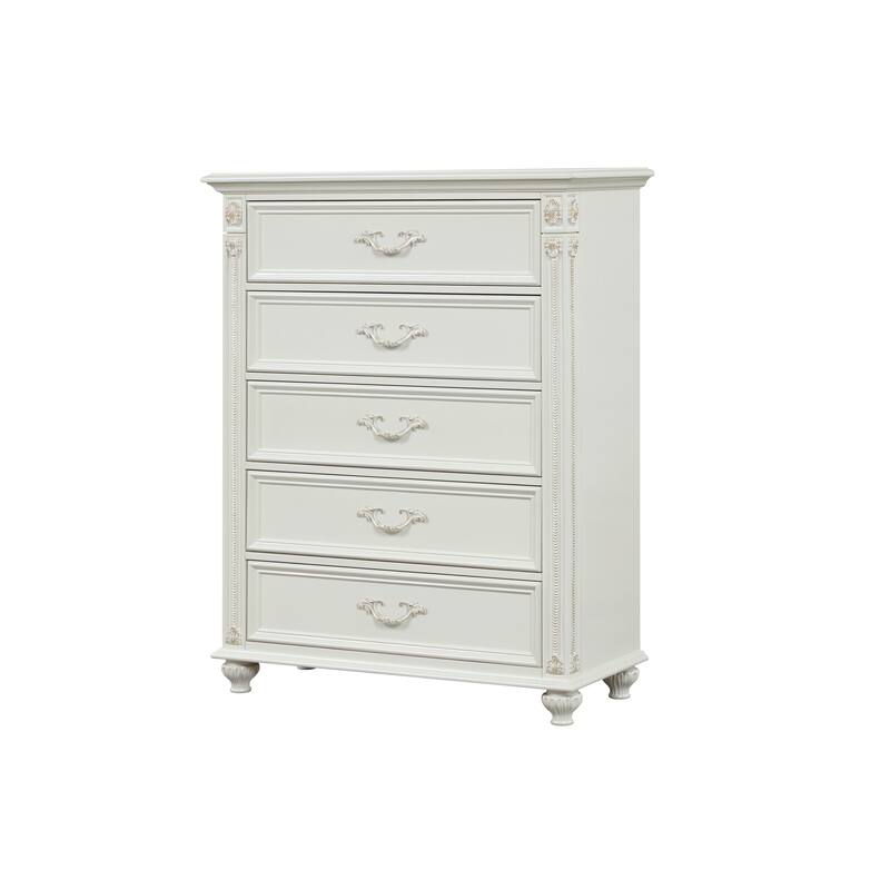 Marya White Tufted Leather Bedroom Set with Nailhead Trim