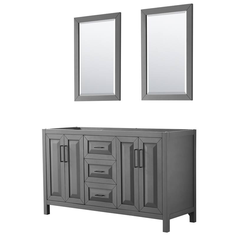 Wyndham Collection Daria 59" Double Free Standing Vanity Cabinet - - Dark Gray / Matte Black Hardware