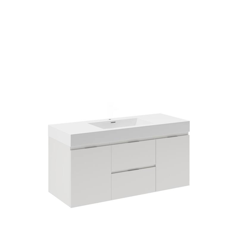 Fresca Senza 48" Wall Mounted / Floating Single Vanity Set with Wood