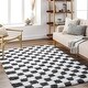 preview thumbnail 1 of 48, Livabliss Urban Shag Scandinavian Checkered Area Rug. 5' 3" x 7' 3" - Black/White