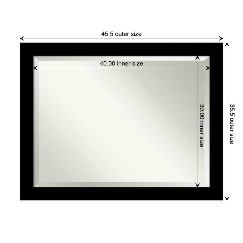 Basic Beveled Wood Framed Bathroom Vanity Wall Mirror - Basic Black - Glass Size 40x30
