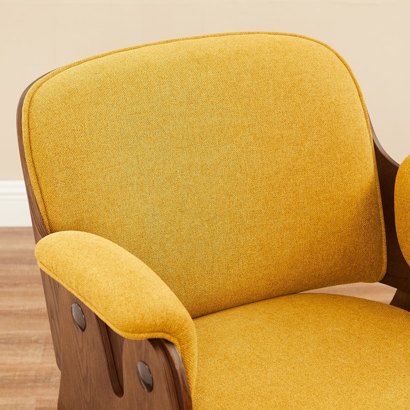 Art Leon Mid-Century Modern Fabric and Wood Accent Arm Chair