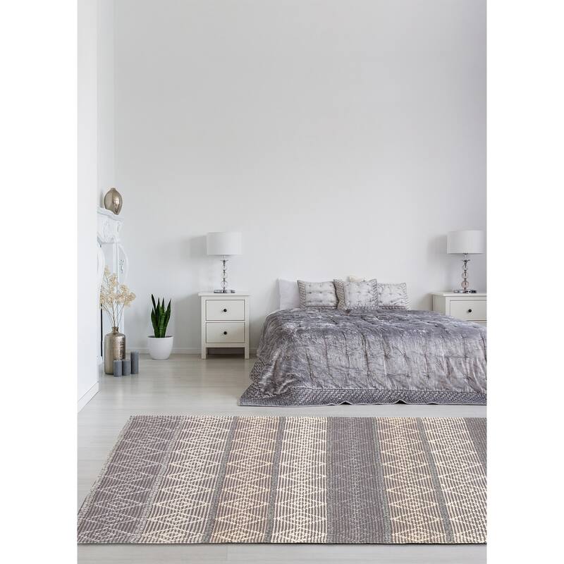 ECARPETGALLERY Braid weave Sienna Grey Wool Rug - 5'1 x 8'1
