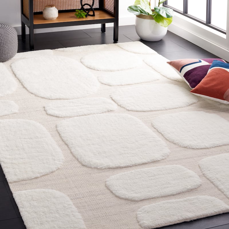 SAFAVIEH Handmade Manhattan Bernice Modern Wool Rug - 6' x 9' - Ivory/Beige