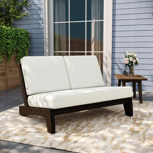 Outdoor Wood Club Chairs Set Loveseat with Cushion
