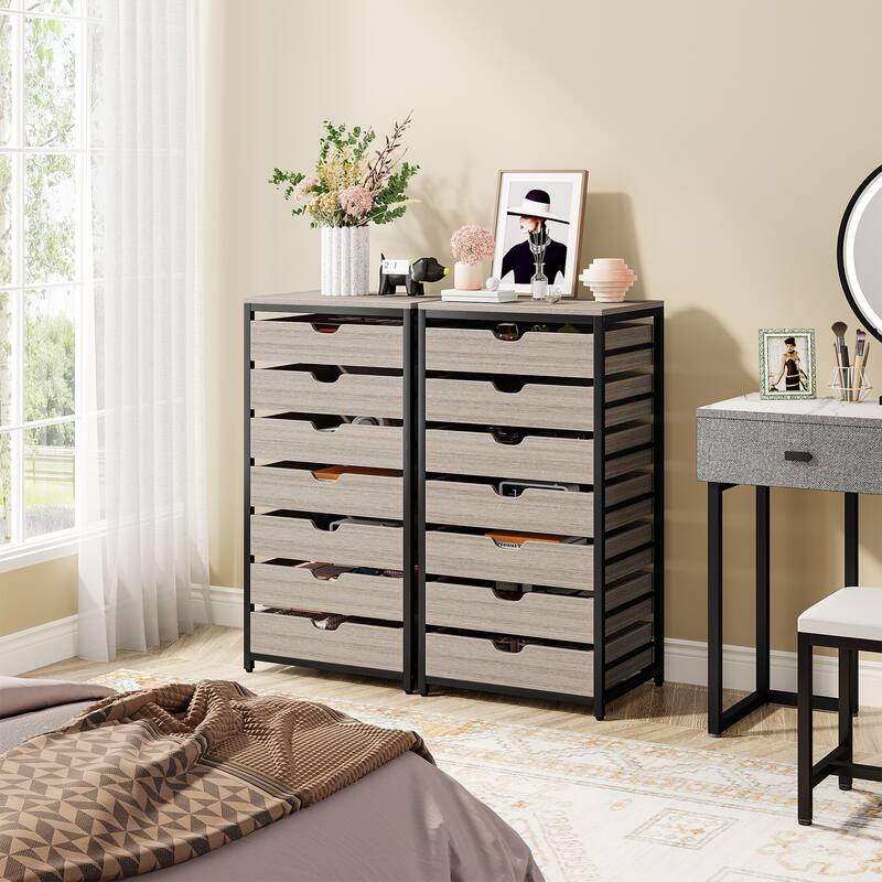 5-Drawer Chest & Wood 7 Drawer Storage Dresser Cabinet