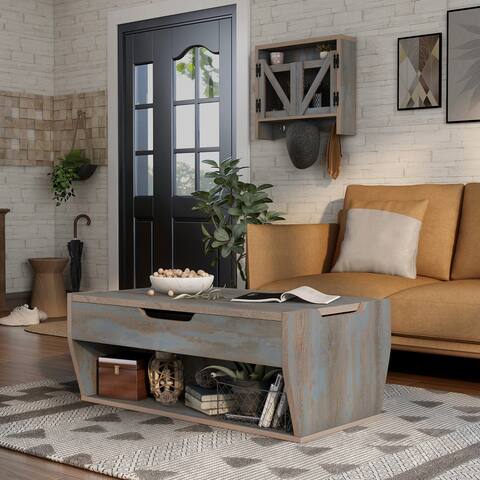 Furniture of America Dyer Distressed Blue 2-Piece Living Room Set