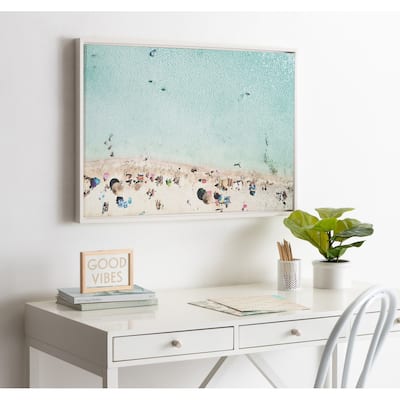 DesignOvation Sylvie Beach From Above Framed Canvas by Amy Peterson
