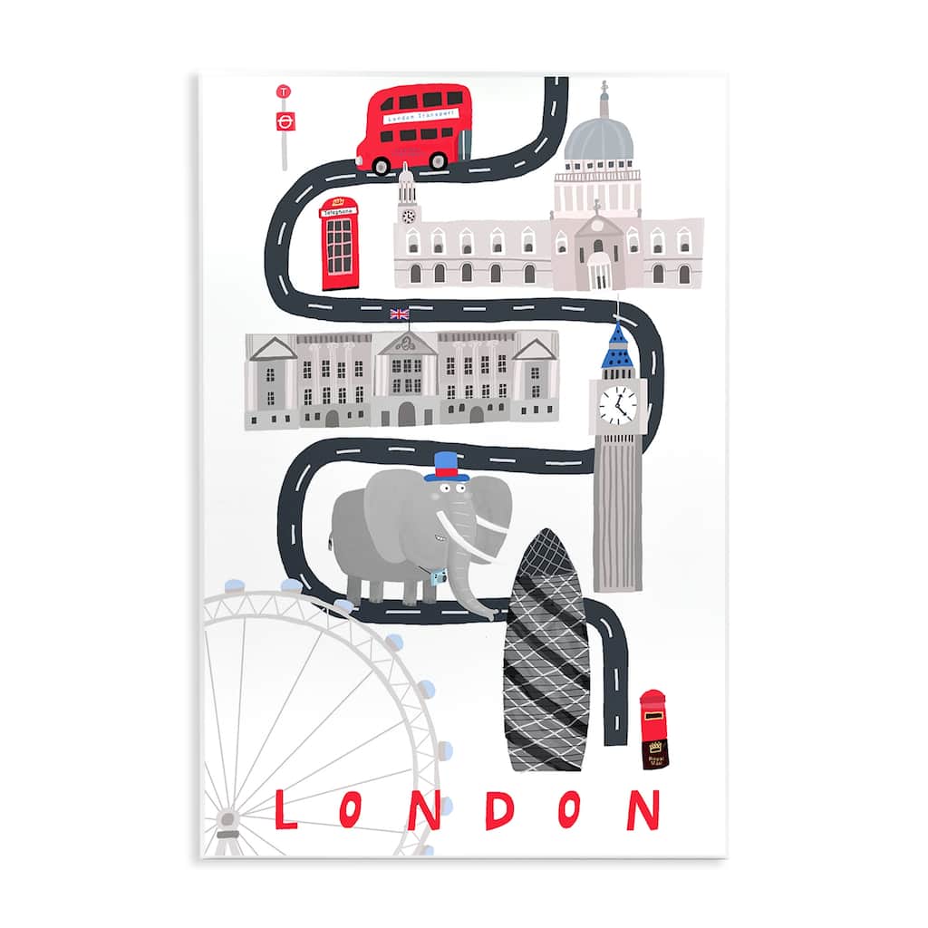 Stupell London Whimsical Travel City Wall Plaque Art Design By Carla Daly
