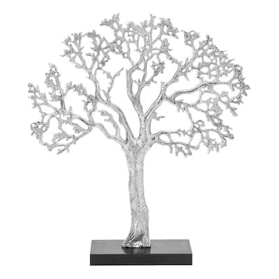 Aluminum Metal Tree Decorative Sculpture - Silver - Roche River Decor