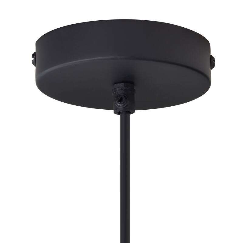 Quinn River of Goods Black Metal and Hand Blown Glass 6-Inch Pendant Light with Adjustable Hanging Cord - 6" x 6" x 60"