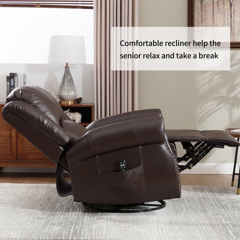 Manual Recliner Chair with Heat & Massage, Ergonomic Lounge Sofa Chair, Swivel Recliner Chair with Side Pocket