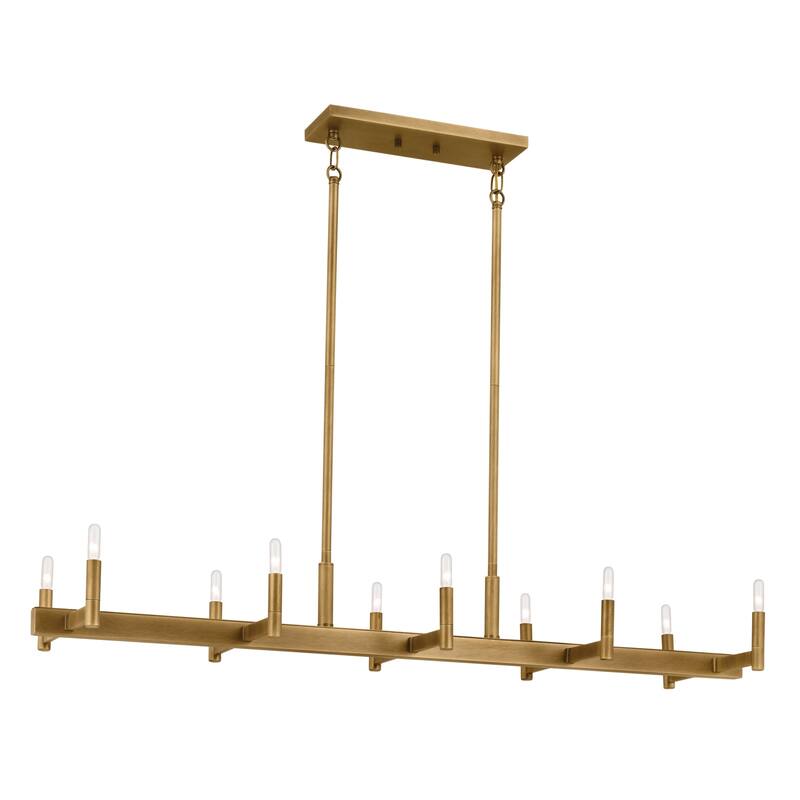 Kichler Lighting Ezro 50 in. 10-Light Linear Chandelier - Natural Brass - 50