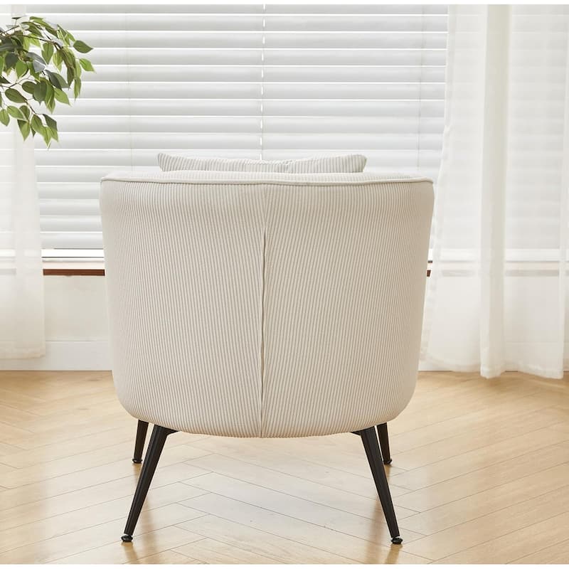 US Pride Furniture Modern Channel Corduroy Velvet Accent Chair with Black Metal Legs