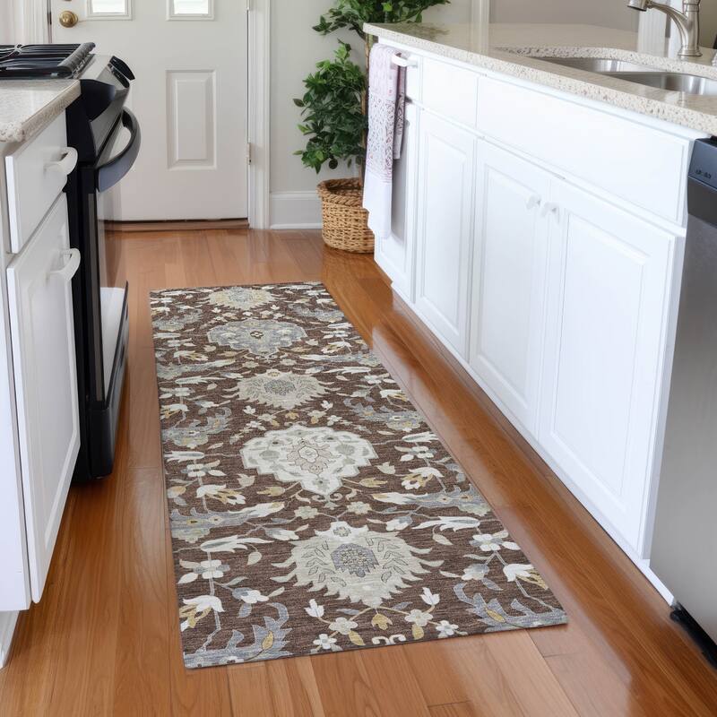 Premium Washable Super Soft Traditional Majestic Mayfield Rug - Brown - 2'3" x 7'6"