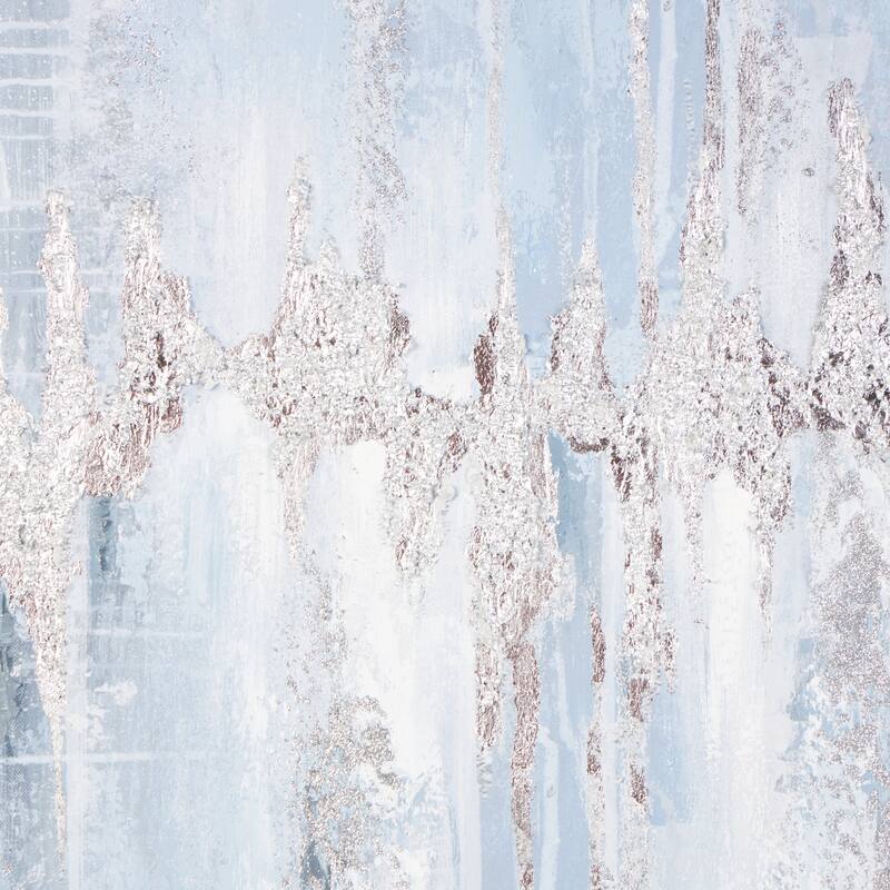 Light Blue Wood Abstract Decorative Wall Art with Silver Details