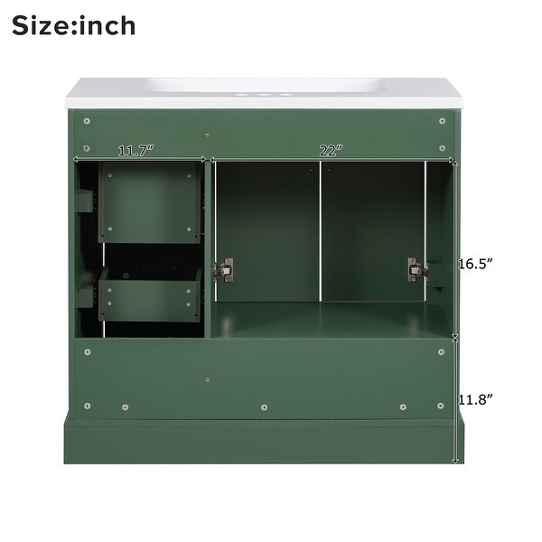 36 in. W Bathroom Vanity with White Resin Sink, Two Doors and Four
