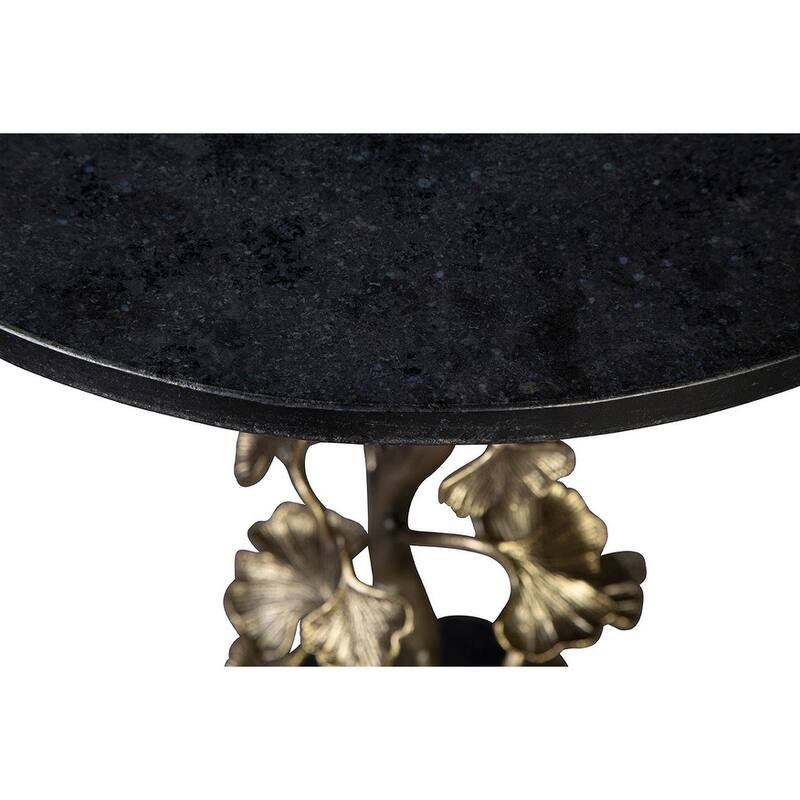 Furniture Classics Cast Iron Ginkgo Leaf Base Granite End Table
