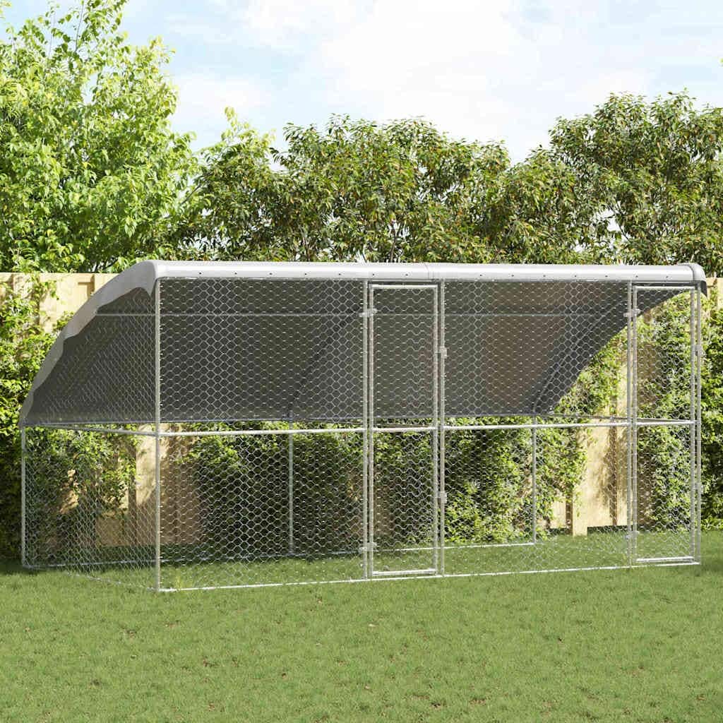 vidaXL Dog Kennel 2 pcs Silver Steel