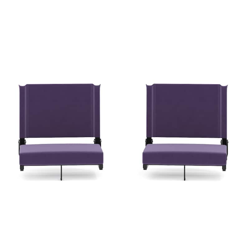 Padded Stadium Chairs with Handles and Bleacher Hooks (Set of 2) - 14"D x 18"W x 18"H - Dark Purple