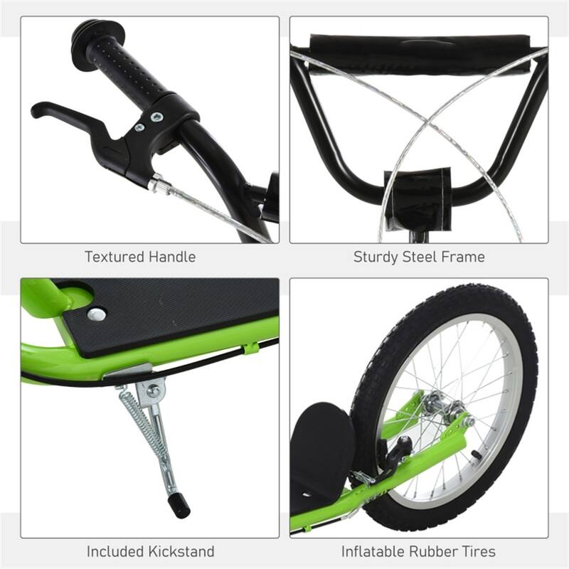 Children’s Ride-On Scooter with Soft Grip Handlebar and Anti-Slip Foot Deck for Outdoor Use - 54.75"L x 22.75"W x 35.5"-37.75"H