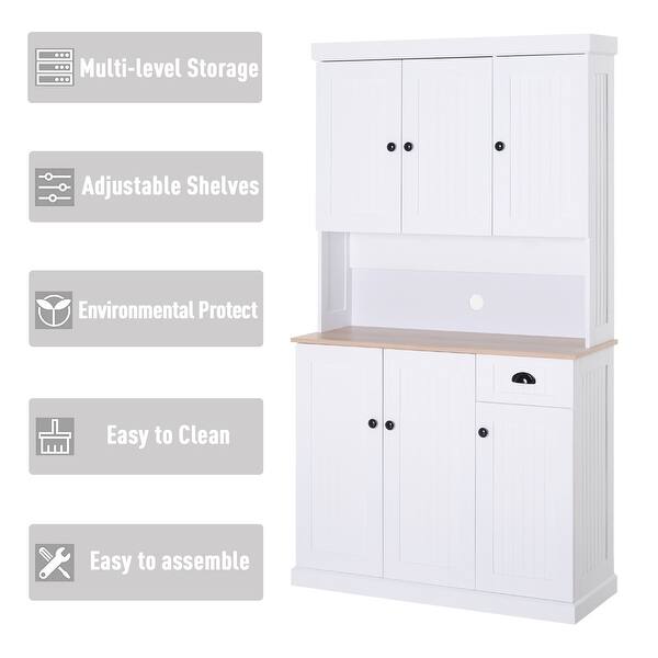 Shop Homcom 71 Wood Kitchen Pantry Storage Cabinet Microwave Oven Stand With Storage White Oak Grain Overstock 31486110