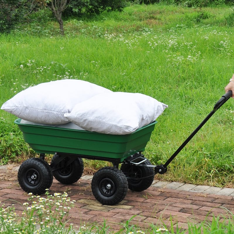 Garden Dump Cart Wagon, Trolley Cart, 75-liter - 36.60"Lx19.55"Wx20.08"H