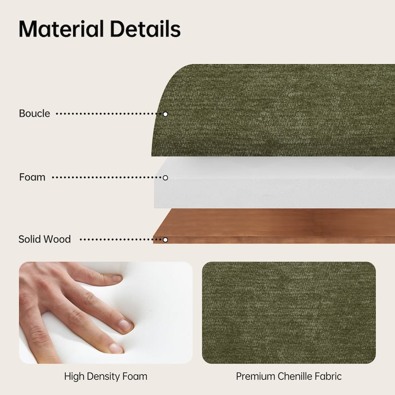 Arm Fabric bench with Solid Wood ,51.8-inch Upholstered Bench for Living Room ,Bedrooms