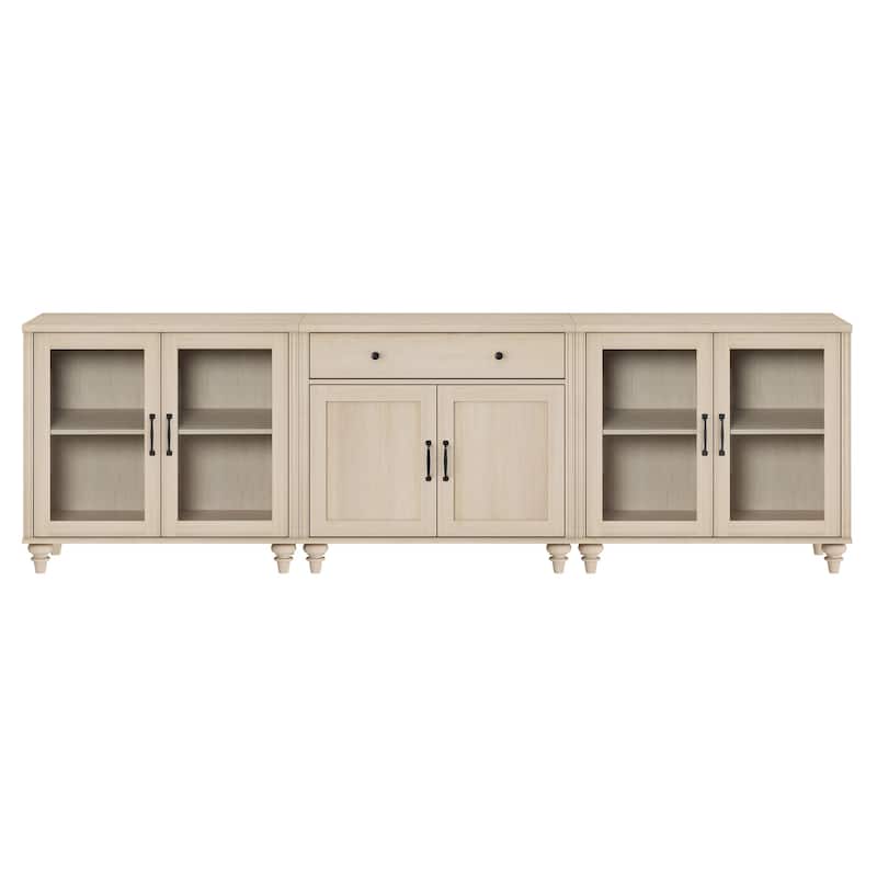 Farmhouse TV Stand with Doors and Drawer﻿