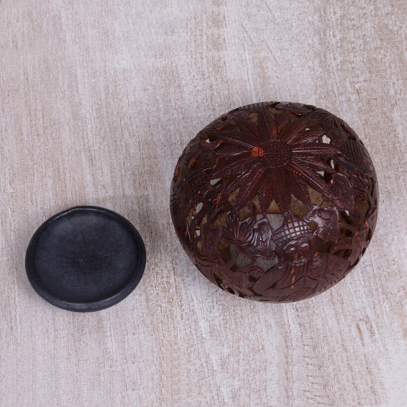 Novica Handmade Buddhas Lore Coconut Shell Sculpture