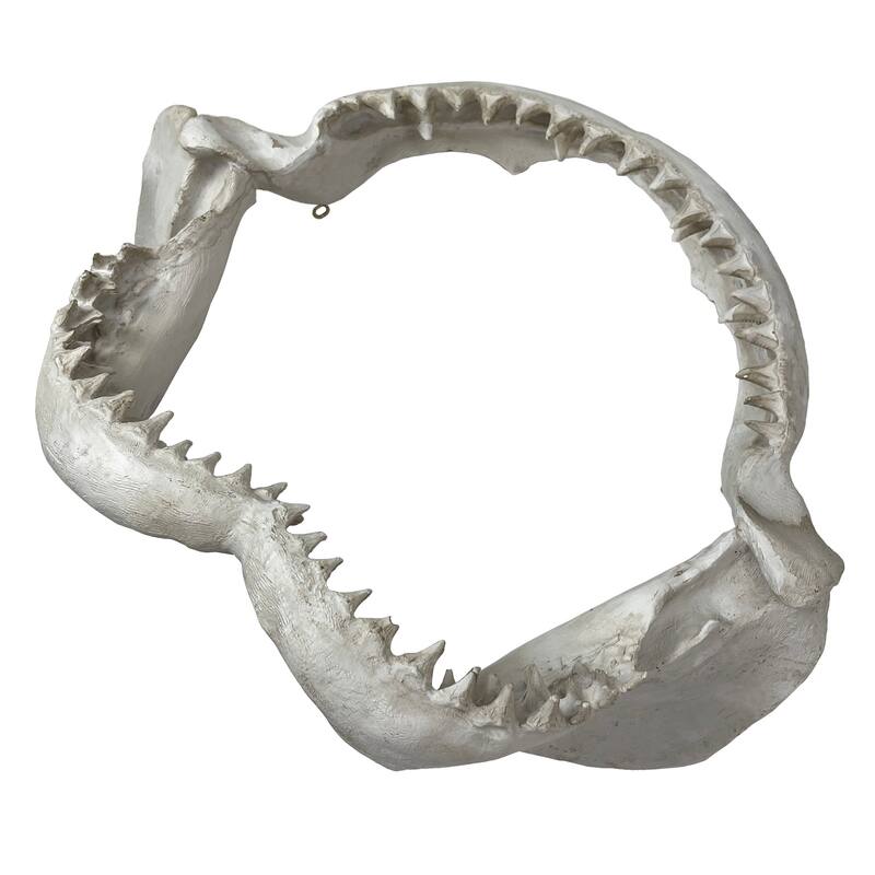 Replica Imitation Shark Jaw Wall Sculpture Resin Coastal Nautical Decor 16"
