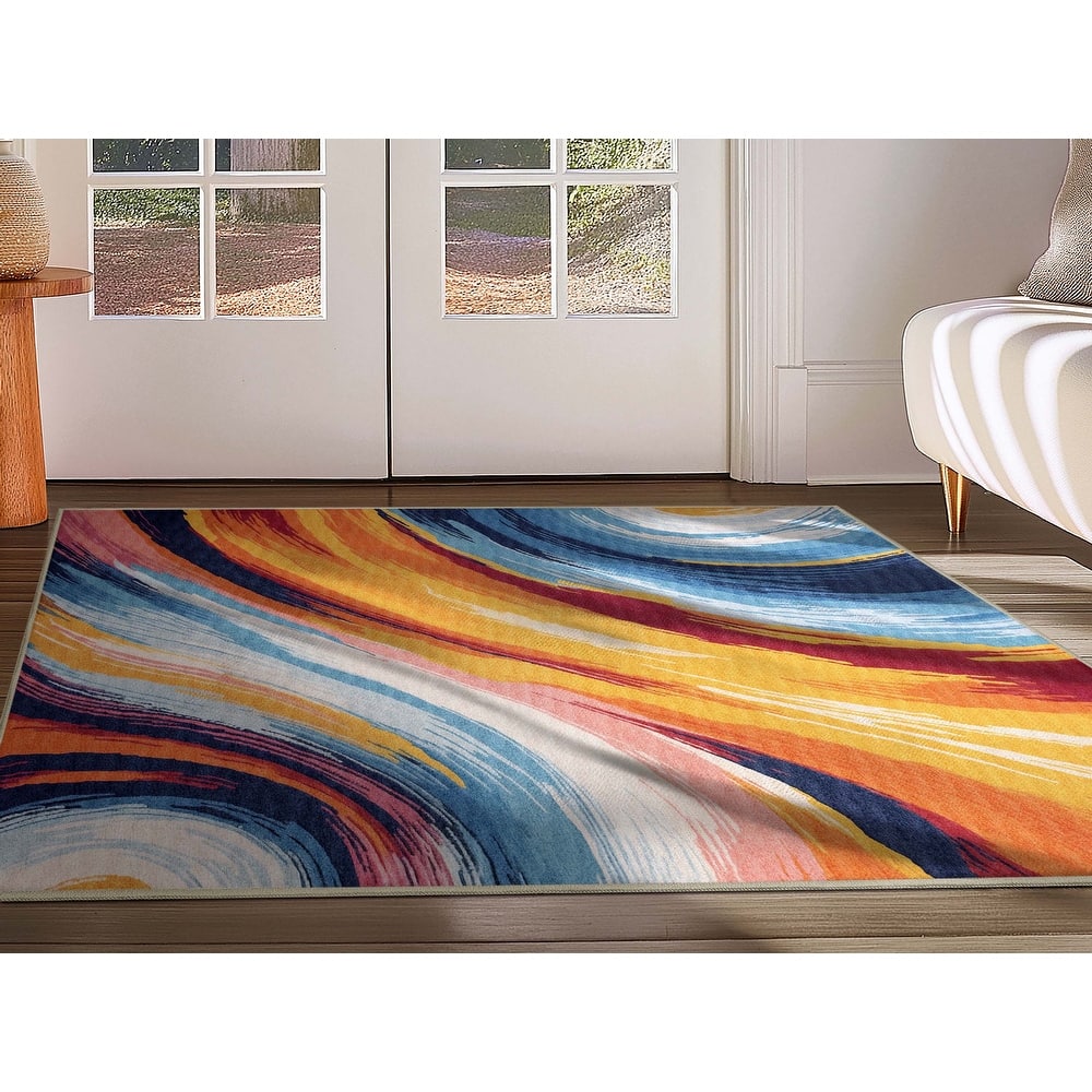 Well Woven Apollo Echoes Modern Abstract Bright Flat-Woven Area Rug