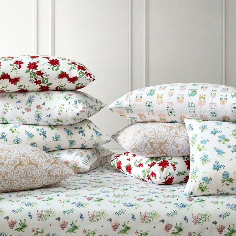 Lenox Printed 6-Piece Sheet Set - Butterfly Meadow, Spice Village, Holiday Patterns