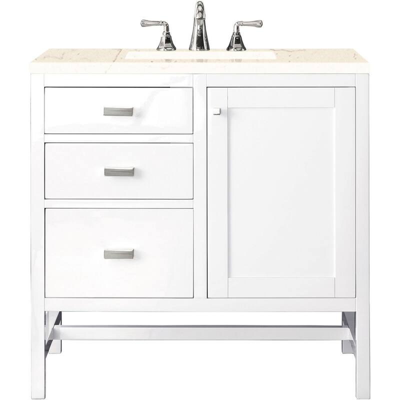 James Martin Vanities Addison 36" Single Basin Hardwood Vanity Set - Glossy White - Glossy