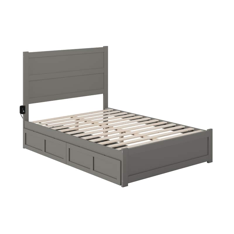 NoHo Full Bed with Footboard and 2 Drawers in Grey
