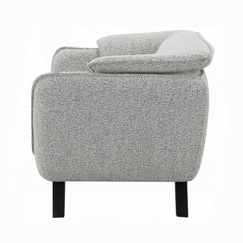 Naeli Accent Armchair, Rounded Back Light Gray Boucle, Solid Pine Wood