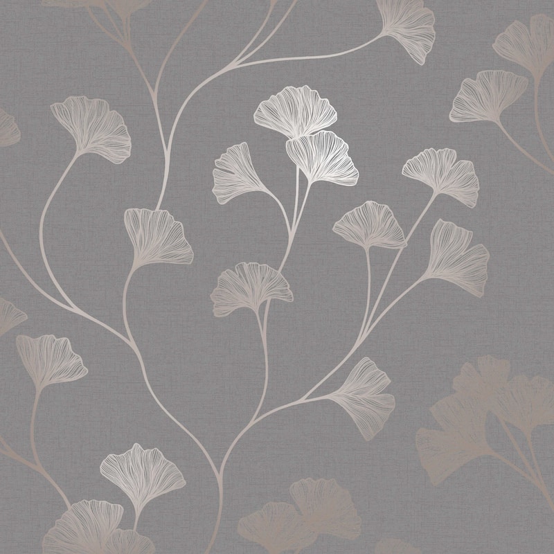 Glistening Ginkgo Leaf Non-Pasted Wallpaper– 396in x 20.8in - Grey