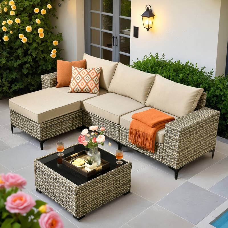 OVIOS 5-Piece Outdoor Chaise Lounge Sofa Set​