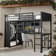 preview thumbnail 2 of 37, Metal Loft Bed with Desk and Storage Shelves, TwinXL/FullXL/Queen