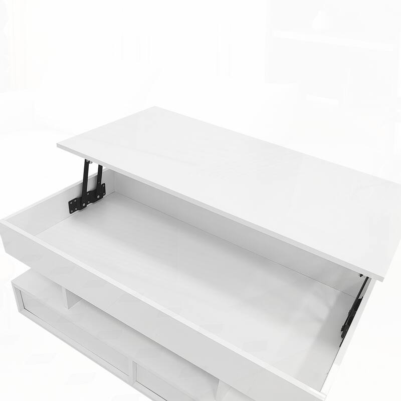 Lift-Top Coffee Table with High-Gloss Finish for Living Room