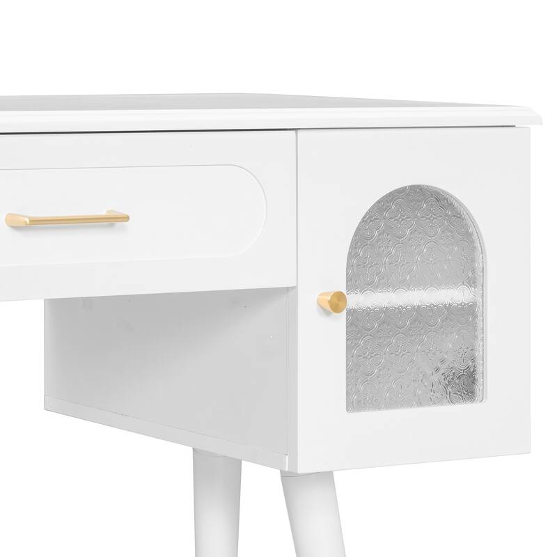 Modern Makeup Vanity & Chair Set, Dressing Table Writing Desk with Charging Port