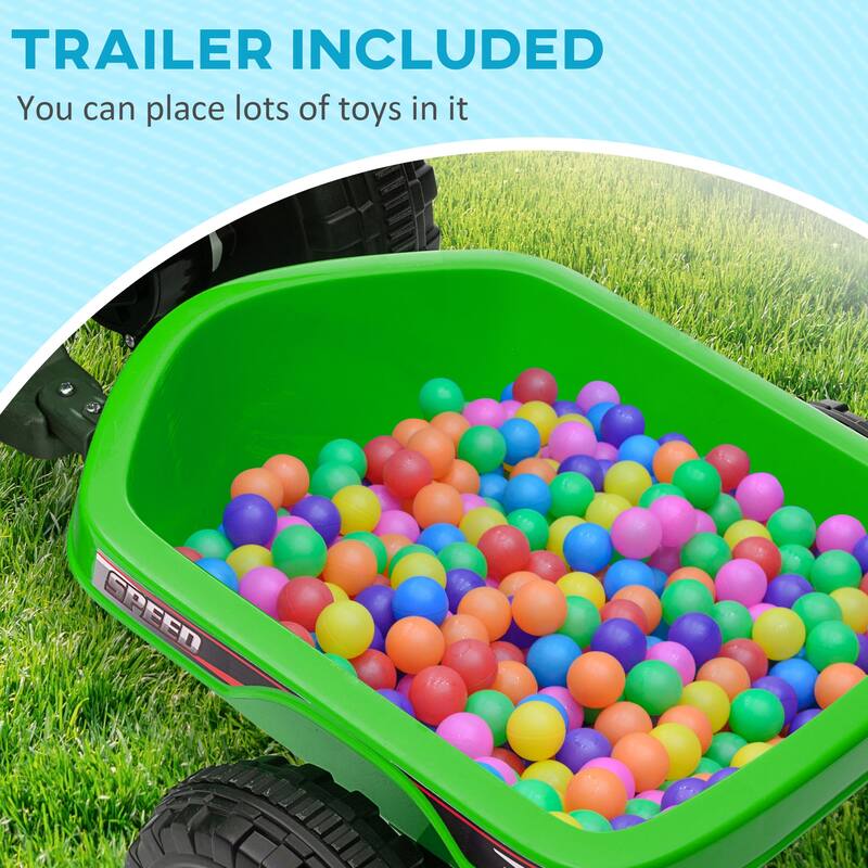 Kids ATV Quad Car with Back Trailer, 6V Kids Electric Car with Forward Backward Function, Wear-Resistant Wheels for Toddlers