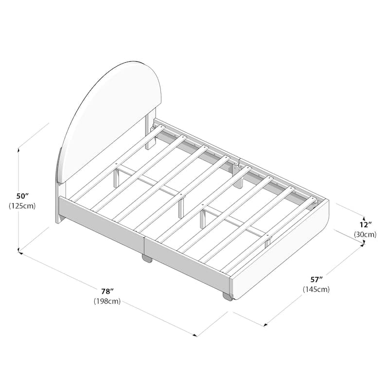 Max and Lily Full-Size Upholstered Bed with Arched Headboard
