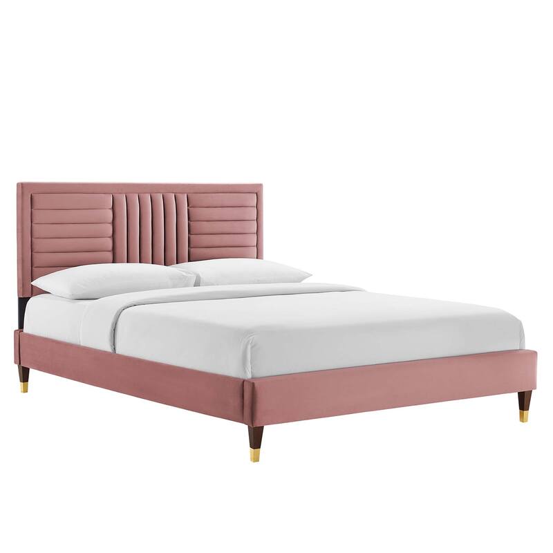 Sofia Channel Tufted Performance Velvet Full Platform Bed